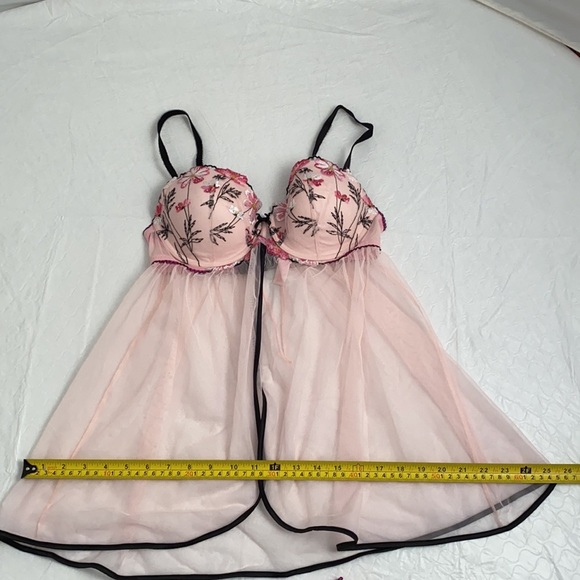 Victoria’s Secret light pink and black babydoll 36C snd satin panty L - Picture 6 of 16